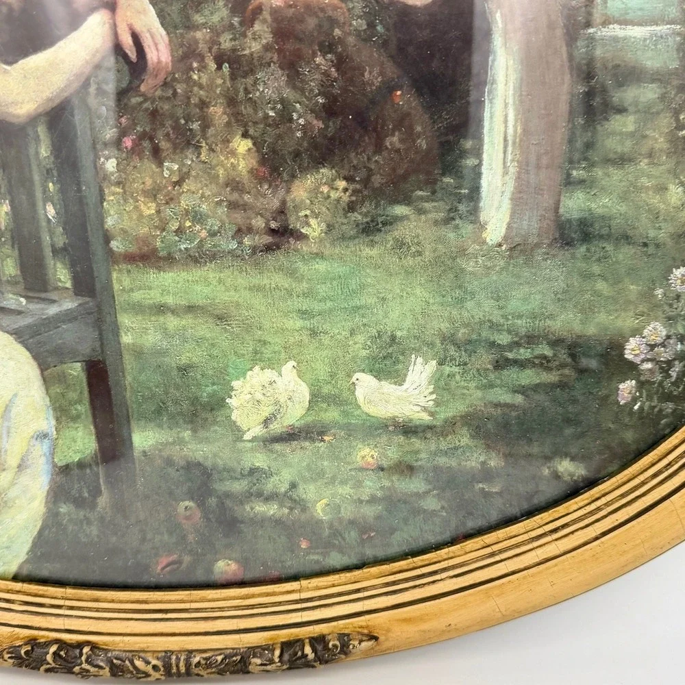 Vintage Faraway Thoughts Oval Framed Print Donald Art Co Garden 27.5